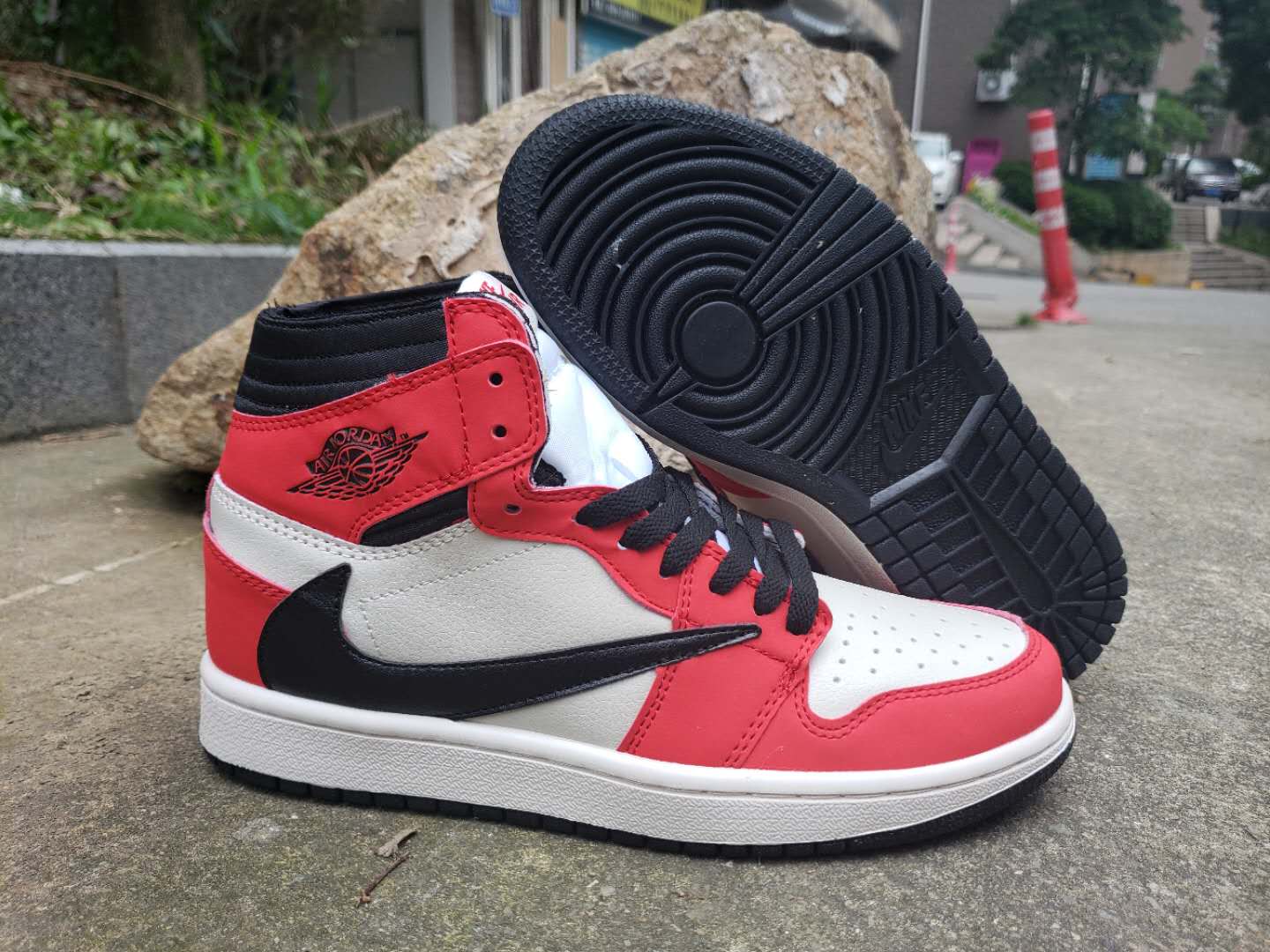 Air Jordan 1 High OG TS SP Red Black White Shoes - Click Image to Close